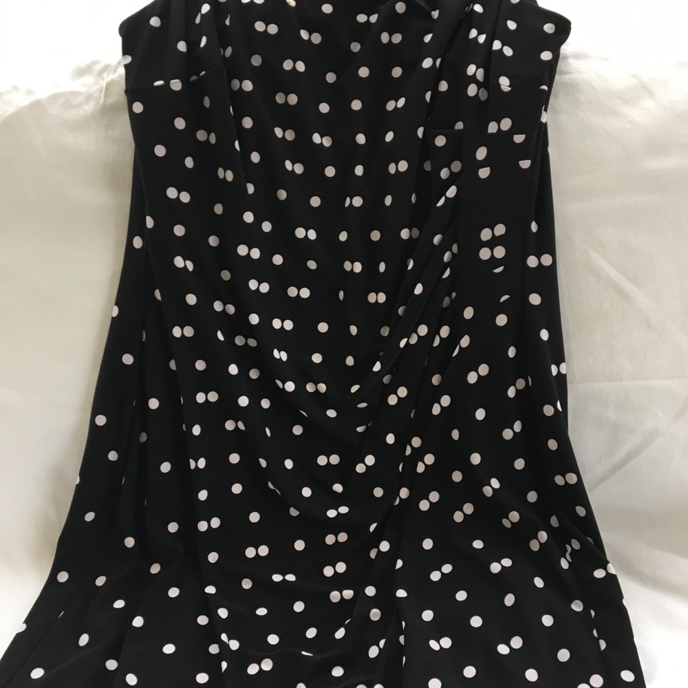 Anne Klein Dress naves blue with white poka dots